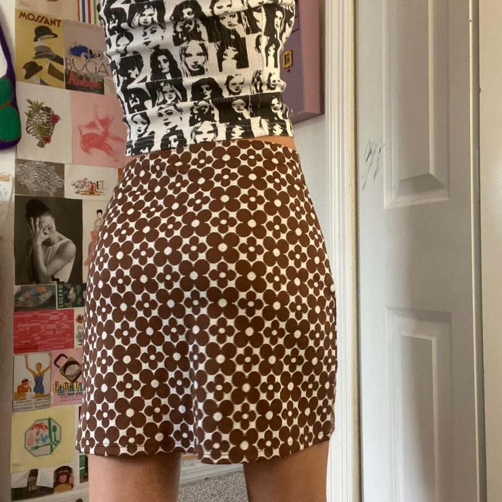 Hollister High-Rise Brown Floral Mini Skirt Size L